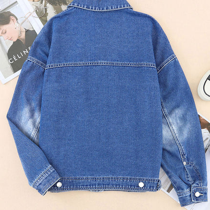 Collared Neck Button Up Denim Jacket