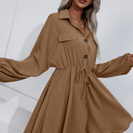 Ivy Lane Collared Tie Waist Button Up Shirt Dress