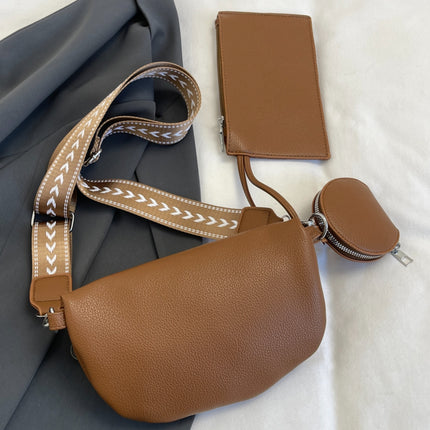 PU Leather Adjustable Strap Crossbody Bag with Coin Purse