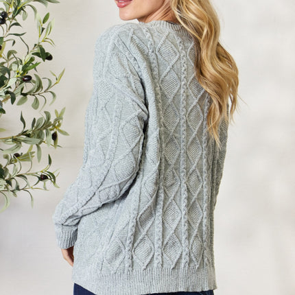 BiBi Cable Knit Round Neck Sweater