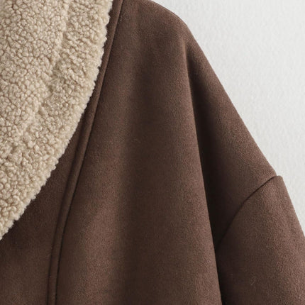 Fuzzy Collared Neck Long Sleeve Jacket