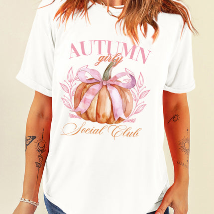 Pumpkin Graphic Round Neck Short Sleeve T-Shirt