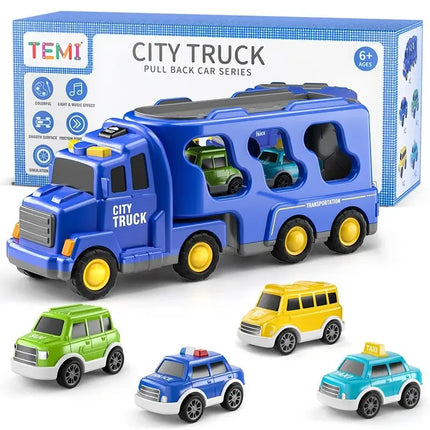 TEMI Diecast Carrier Truck Toys Cars Engineering  Vehicles  Excavator Bulldozer Truck Model Sets Kids Educational Boys For Toys