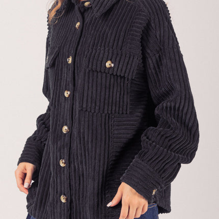 Button Up Long Sleeve Corduroy Jacket