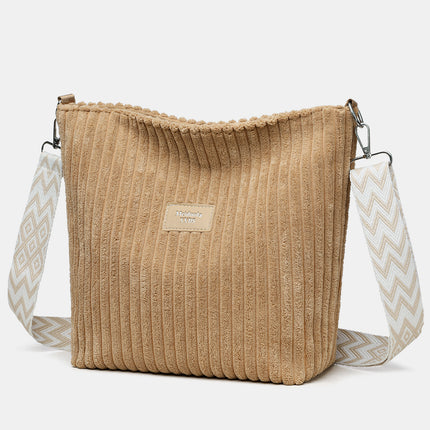 Corduroy Solid Color Crossbody with Removable Strap