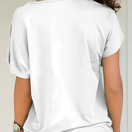 Asymmetrical Neck Short Sleeve T-Shirt