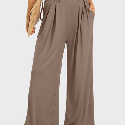 Elastic Waist Wide Leg Pants