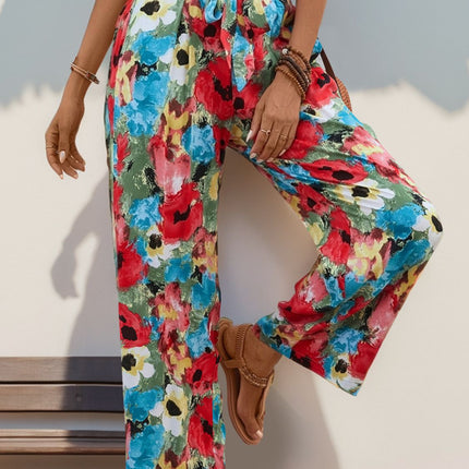 Tied Printed Wide Leg Pants