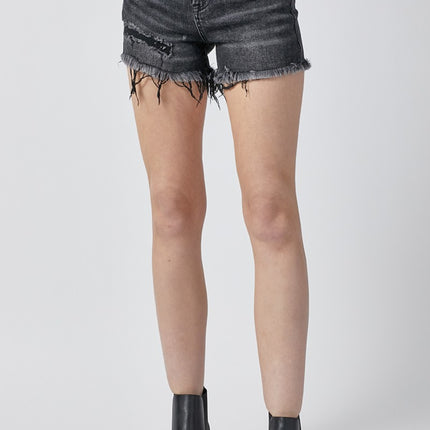 RISEN Raw Hem Denim Shorts with Pockets