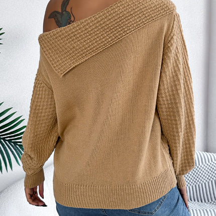 Cable-Knit One Shoulder Long Sleeve Sweater