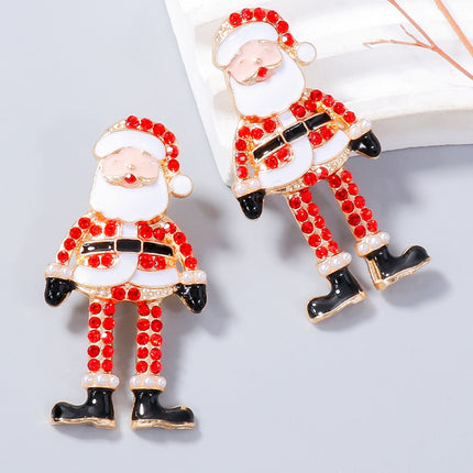 Alloy Rhinestone Santa Earrings