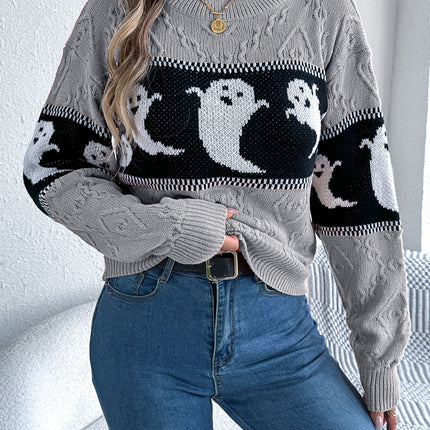 Ghost Round Neck Long Sleeve Sweater