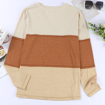 Color Block V-Neck Long Sleeve Top