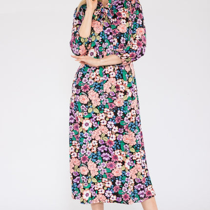 Celeste Full Size Floral Midi Dress with Bow Tied