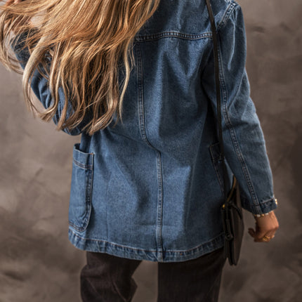 Pocketed Long Sleeve Denim Jacket