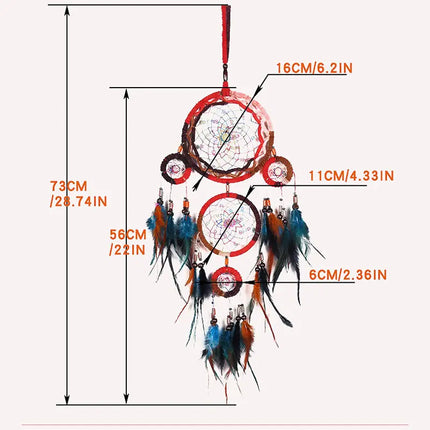 2023 New Dream catchers Retro 5 Ring Dream Catchers Home Decoration Indians Natural Stone Tree of Life Dreamcatcher Wall Hanging