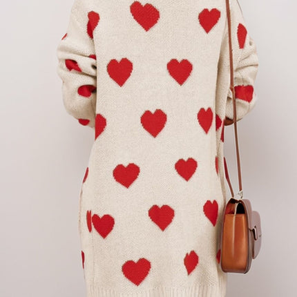 Heart Open Front Long Sleeve Cardigan