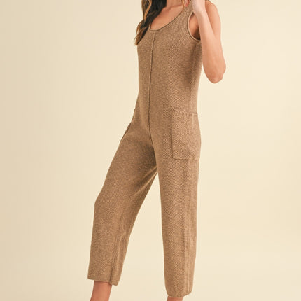 MABLE Sleeveless Knit Crop Jumpsuit with Pockets