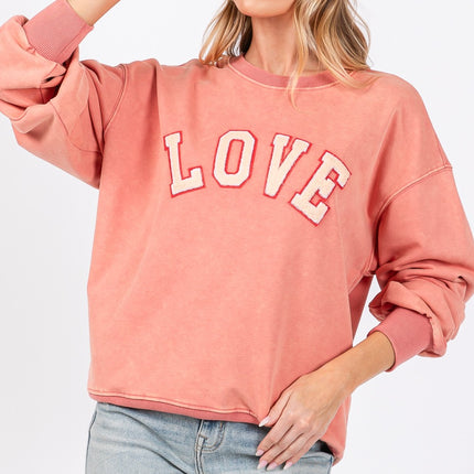 SAGE + FIG LOVE Path Applique Drop Shoulder Sweatshirt