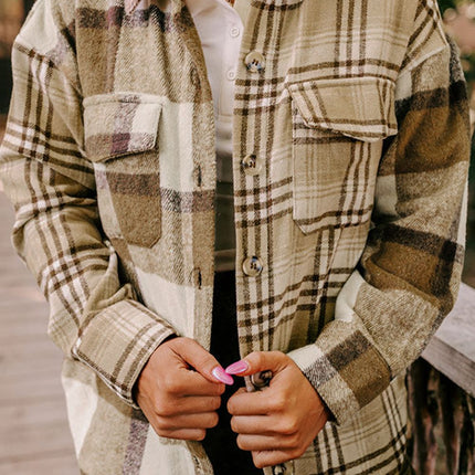 Plaid Button Up Flap Pocket Shacket