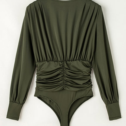 Ruched Surplice Long Sleeve Bodysuit