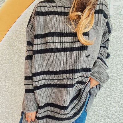 Striped Round Neck Long Sleeve Sweater