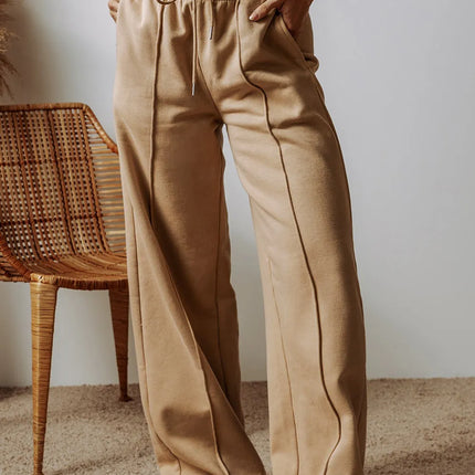 Drawstring Wide Leg Pants with Pockets