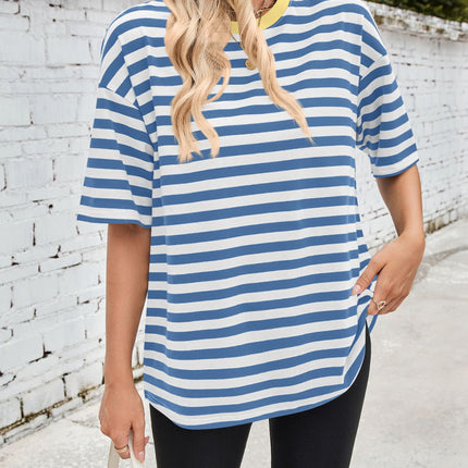 Lovelet Striped Round Neck Half Sleeve T-Shirt