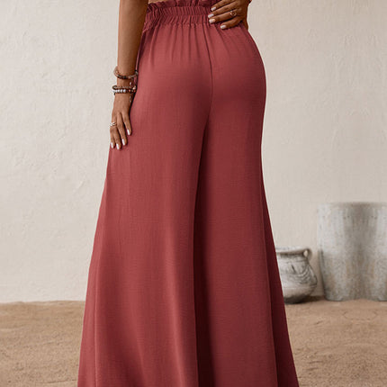 Perfee Frill Tied Wide Leg Pants