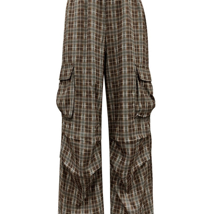 Plaid Wide Leg Pants with Pockets