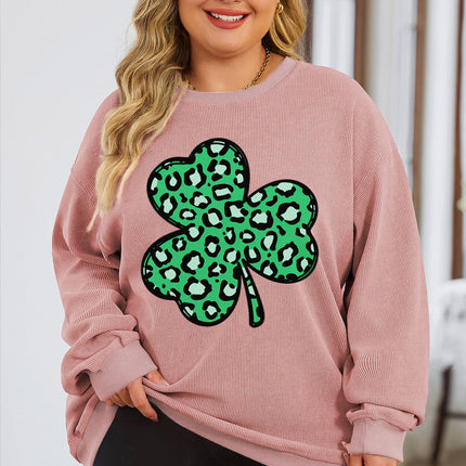 Plus Size Lucky Clover Round Neck Sweatshirt