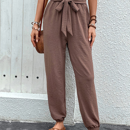 Tied High Waist Pants with Pockets