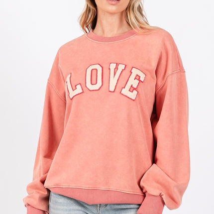 SAGE + FIG LOVE Path Applique Drop Shoulder Sweatshirt