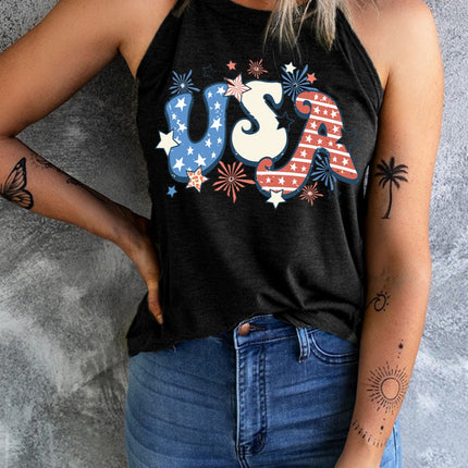 Letter Graphic Round Neck Tank