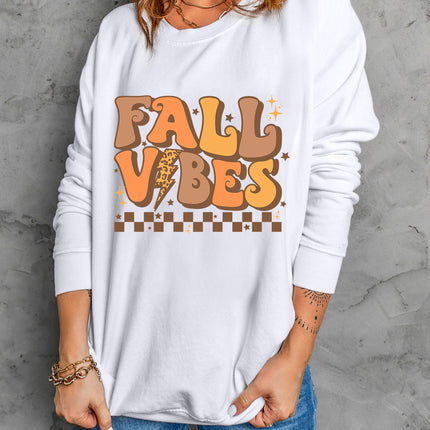 Letter Graphic Round Neck Long Sleeve Sweatshirt