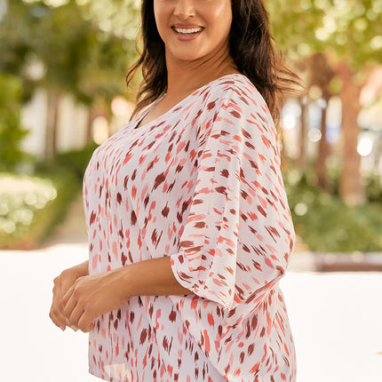 Plus Size Printed V-Neck Blouse