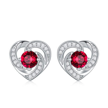 925 Sterling Silver Birthstone Heart Stud Earrings Jewelry Gifts for Women