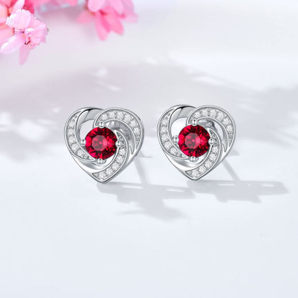 925 Sterling Silver Birthstone Heart Stud Earrings Jewelry Gifts for Women