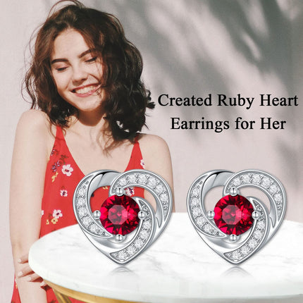 925 Sterling Silver Birthstone Heart Stud Earrings Jewelry Gifts for Women