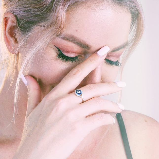 Sterling Silver Turkish Evil Eye Rings