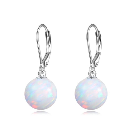 925 Sterling Silver Pink Opal Round Drop Earrings for Women Girls