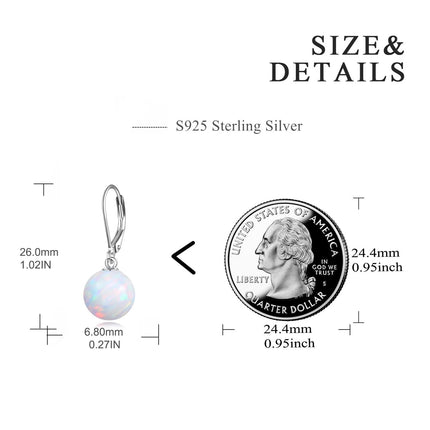 925 Sterling Silver Pink Opal Round Drop Earrings for Women Girls