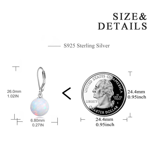 925 Sterling Silver Pink Opal Round Drop Earrings for Women Girls