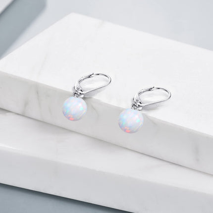 925 Sterling Silver Pink Opal Round Drop Earrings for Women Girls