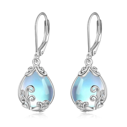 925 Sterling Silver Blue Opalite Drop Earring Leverbacks for Women