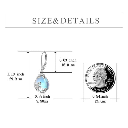 925 Sterling Silver Blue Opalite Drop Earring Leverbacks for Women