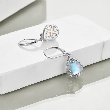 925 Sterling Silver Blue Opalite Drop Earring Leverbacks for Women