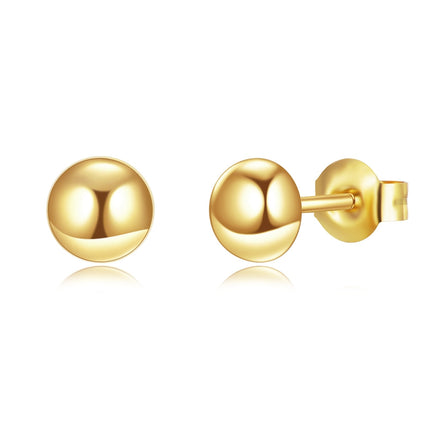 18K Golden Solid 18K Gold Ball Stud Earrings - Small Round Ear Pins for Women (5 mm)