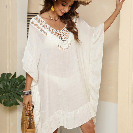 Cutout Ruffled Half Sleeve Cover-Up