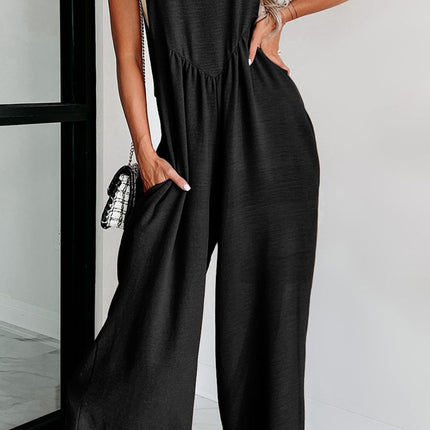 Buttoned Wide Leg Overalls